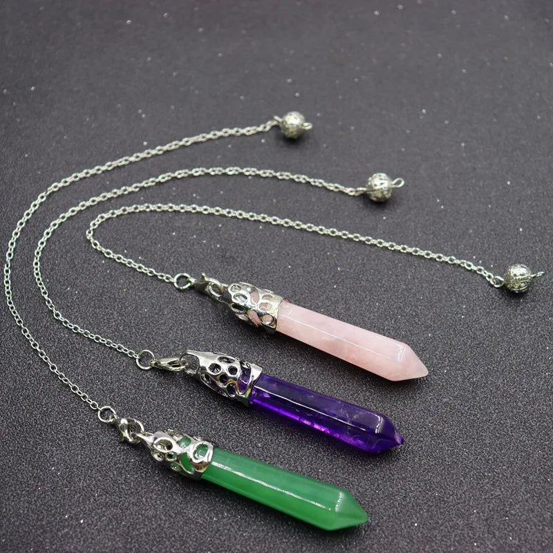 7 Chakra Reiki Stone Beads Chain Pendulum Pendant Healing Crystal
