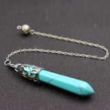 7 Chakra Reiki Stone Beads Chain Pendulum Pendant Healing Crystal