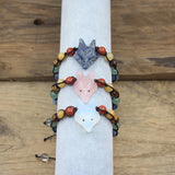 Chakra Stone Fox Head Bracelet Lapis Rose Quartz Opal Cord Knotted