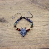 Chakra Stone Fox Head Bracelet Lapis Rose Quartz Opal Cord Knotted