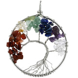 7 Chakra Stones Tree of Life Pendant Healing Crystal Necklace
