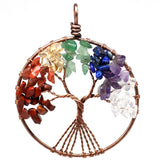7 Chakra Stones Tree of Life Pendant Healing Crystal Necklace