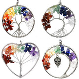 7 Chakra Stones Tree of Life Pendant Healing Crystal Necklace