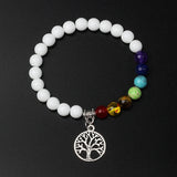 7 Chakra Tiger Eye Bracelet Life Tree Pendant Reiki Healing Energy Beads Bangle