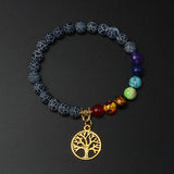 7 Chakra Tiger Eye Bracelet Life Tree Pendant Reiki Healing Energy Beads Bangle