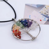 7 Chakra Tree Pendant Necklace Copper Crystal Natural Stone