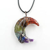 7 Chakra Tree of Life Moon Pendant Crystal Necklace