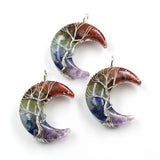 7 Chakra Tree of Life Moon Pendant Crystal Necklace