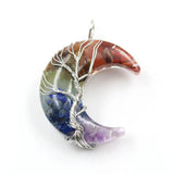 7 Chakra Tree of Life Moon Pendant Crystal Necklace
