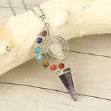 7 Chakra Yoga Stone Necklace Pendant Reiki Beads Jewelry