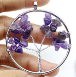 Amethyst Tree of Life Pendulum Pendant 50MM Natural Stone Chakra Reiki Crystal