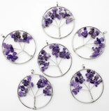 Amethyst Tree of Life Pendulum Pendant 50MM Natural Stone Chakra Reiki Crystal