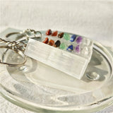 7 Chakras Selenite Necklace Mineral Jewelry Wicca Amulet