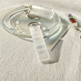 7 Chakras Selenite Necklace Mineral Jewelry Wicca Amulet