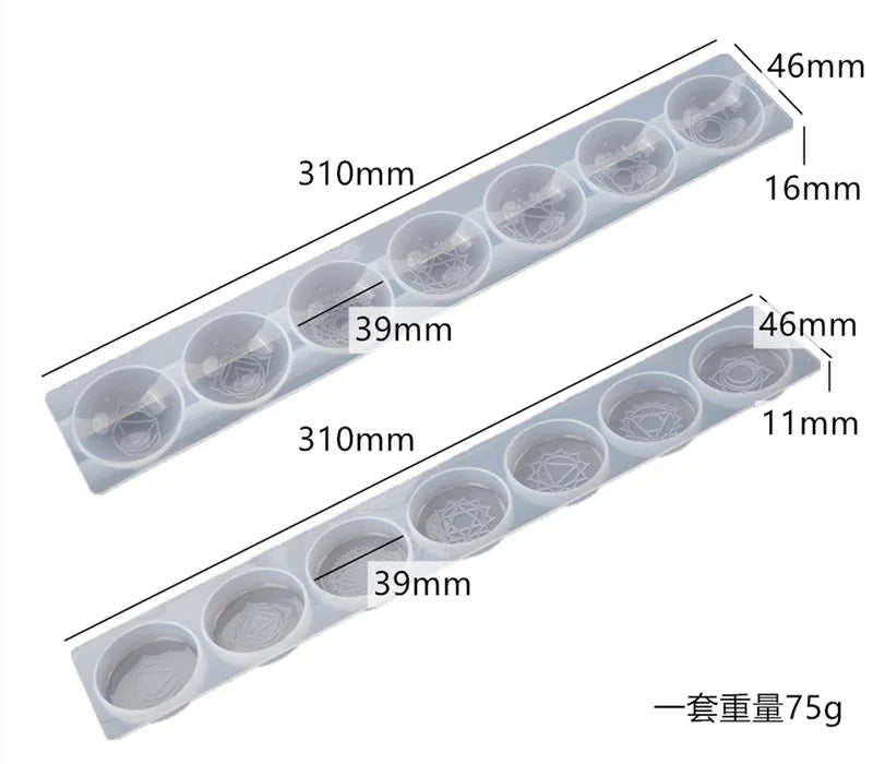 7 Chakras Silicone Resin Pendant Mold Kit