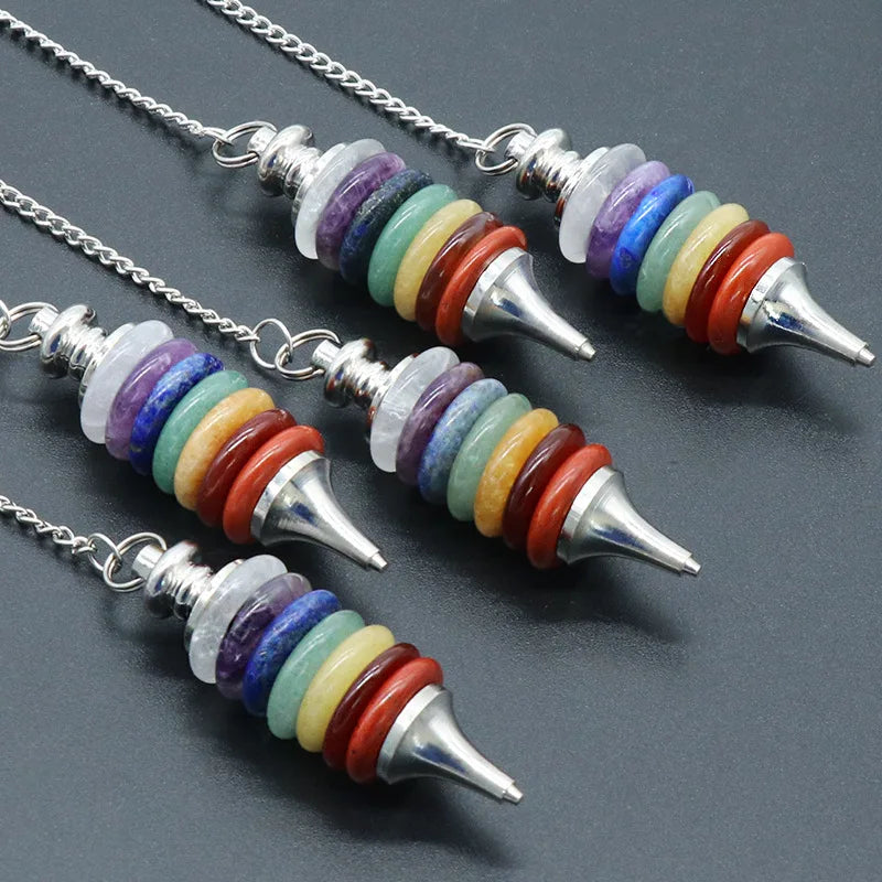 7 Chakras Pendulum Natural Stone Quartz for Dowsing Divination Scrying
