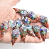 7 Chakras Resin Pointed Cone Pendant Pendulum For DIY Jewelry 12pcs/lot