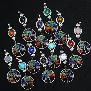 7 Chakras Tree of Life Stone Pendants for Women Jewelry