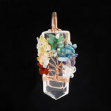 7 Chakras Tree of Life Necklace Pendants Rose Wire Wrap Sword Natural Stone