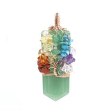7 Chakras Tree of Life Necklace Pendants Rose Wire Wrap Sword Natural Stone