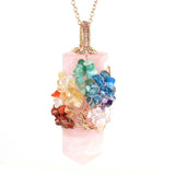 7 Chakras Tree of Life Necklace Pendants Rose Wire Wrap Sword Natural Stone