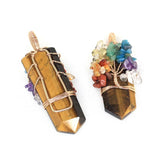 7 Chakras Tree of Life Necklace Pendants Rose Wire Wrap Sword Natural Stone