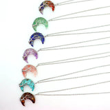 Chakras Tree of Life Necklace Moon Pendants Natural Stone Resin Quartz Chain