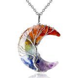 7 Chakras Tree of Life Necklace with Crystal Pendants
