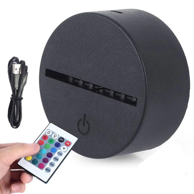 7 Color Acrylic Night Light Base 3D Lamp USB Touch Remote Control