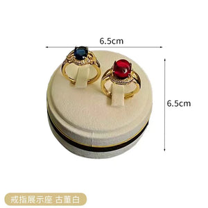 Jewelry Shop Window Rings Display Stand Round Shelf Velvet Organizer