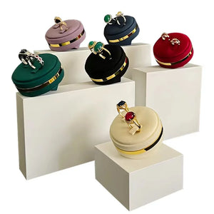 Jewelry Shop Window Rings Display Stand Round Shelf Velvet Organizer
