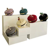 Jewelry Shop Window Rings Display Stand Round Shelf Velvet Organizer