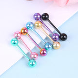 7 Color Set Stainless Steel Tongue Bars with Double Balls