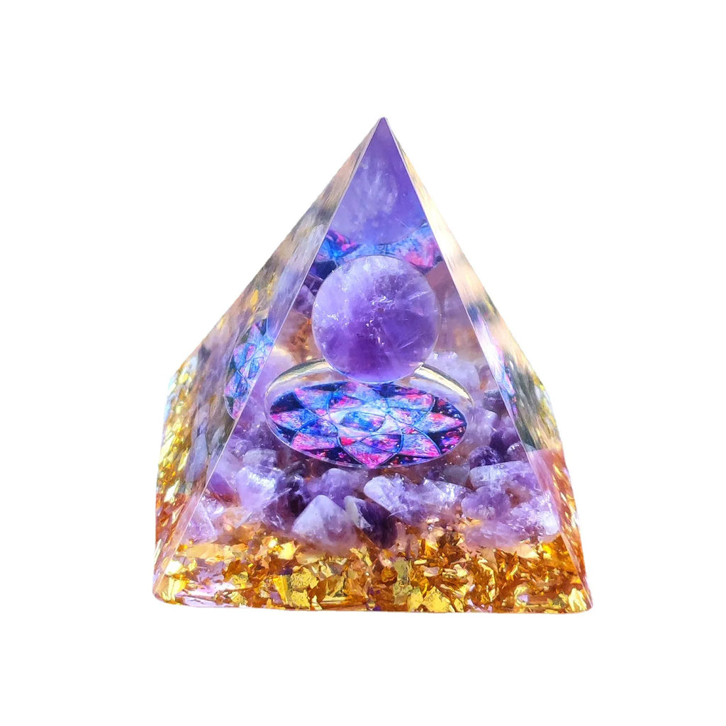 7 Chakra Pyramid Crystal Ball Tree Of Life Orgonite Pyramid