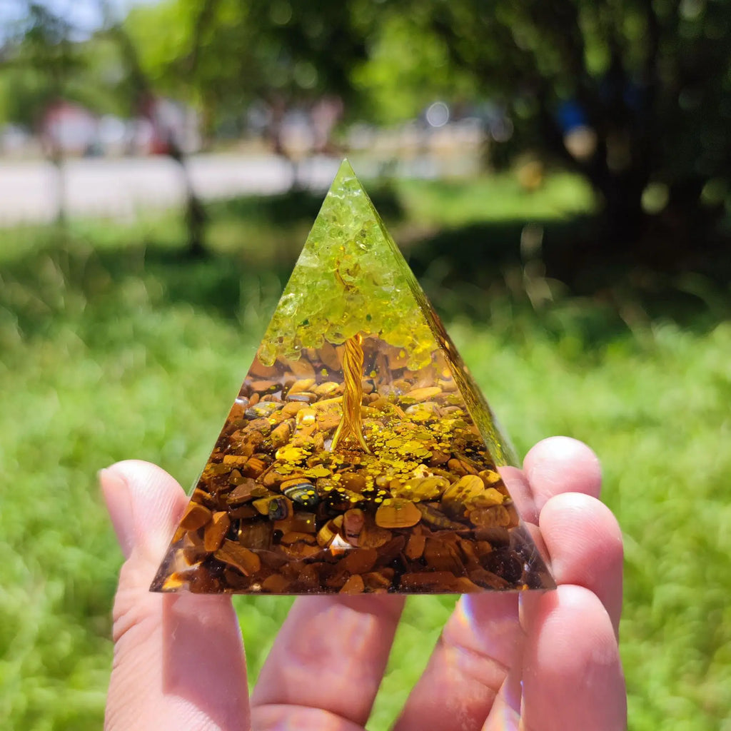7 Chakra Pyramid Crystal Ball Tree Of Life Orgonite Pyramid