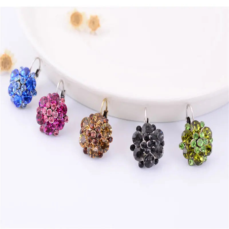 Colorful Beads Lucky Rhinestones Ethnic Clip On Earrings Statement Jewelry