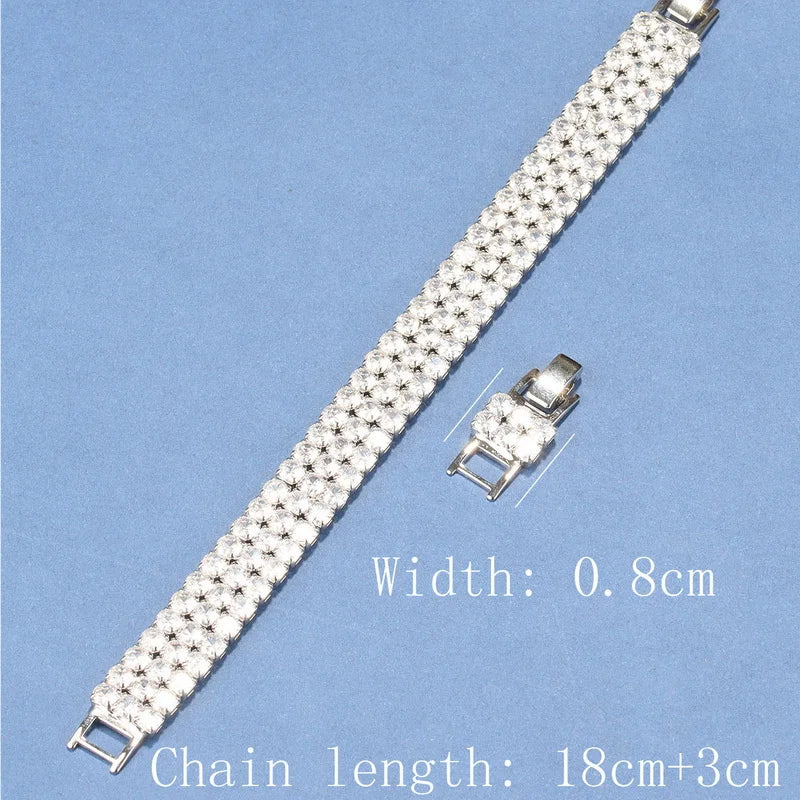 925 Silver CZ Bridal Wedding Bracelet Adjustable Length 18+3 CM
