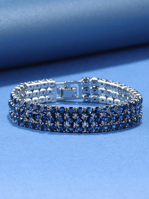 925 Silver CZ Bridal Wedding Bracelet Adjustable Length 18+3 CM