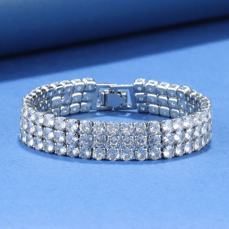 925 Silver CZ Bridal Wedding Bracelet Adjustable Length 18+3 CM