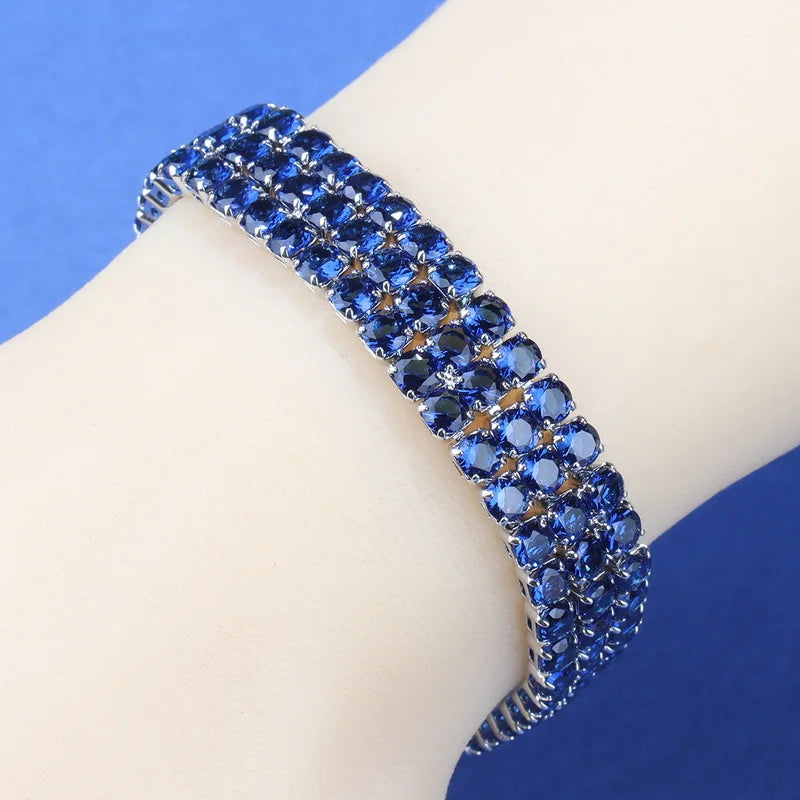 925 Silver CZ Bridal Wedding Bracelet Adjustable Length 18+3 CM