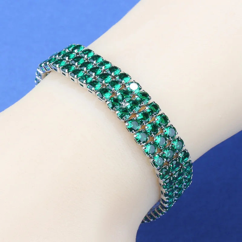 925 Silver CZ Bridal Wedding Bracelet Adjustable Length 18+3 CM