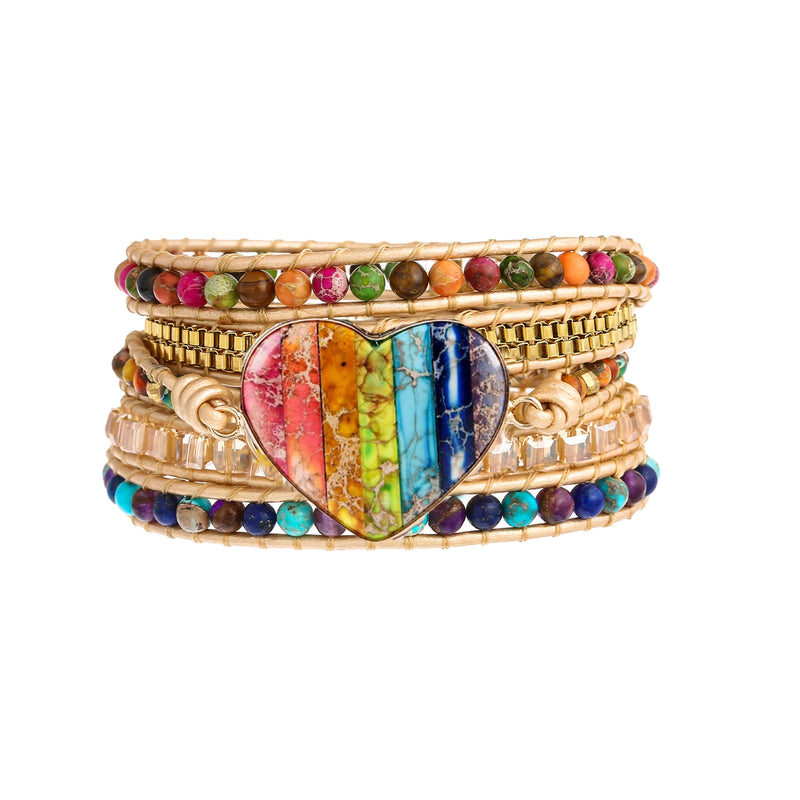 7 Colors Chakra Natural Stone Wrap Bracelet for Women