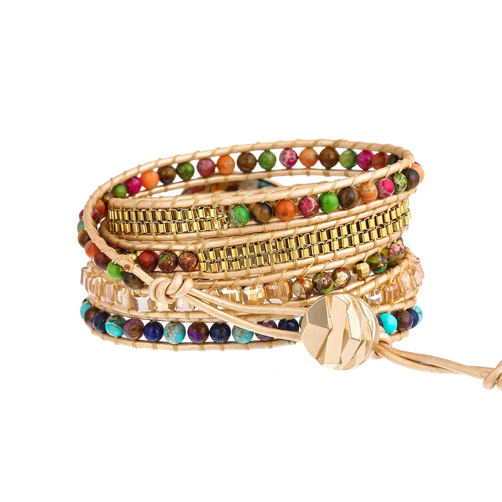 7 Colors Chakra Natural Stone Wrap Bracelet for Women