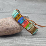 7 Chakra Stone Wrap Bracelets Tiger Eye Charms Yoga Boho Bracelet