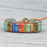 7 Chakra Stone Wrap Bracelets Tiger Eye Charms Yoga Boho Bracelet