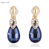 Rhinestone Tear Drop Clip-on Earrings - No Piercing Needed