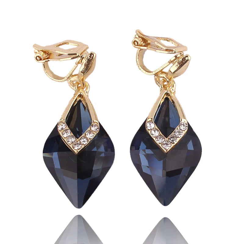 Rhinestone Tear Drop Clip-on Earrings for Women