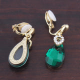Rhinestone Tear Drop Clip-on Earrings - No Piercing Needed