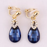 Rhinestone Tear Drop Clip-on Earrings - No Piercing Needed
