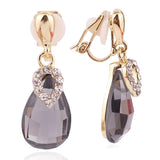 Rhinestone Tear Drop Clip-on Earrings - No Piercing Needed